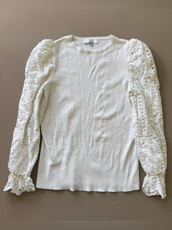 epik Tops - EPIK Lace Eyelet Puff Sleeve Top